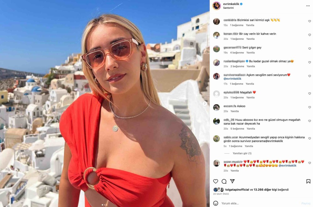 survivor evrim keklik in kirmizi bikinili santorini paylasimi begeni topladi bizimkisi bir ask hikayesi